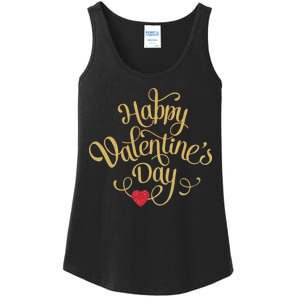 Happy Valentine's Day Love Heart Design Ladies Essential Tank