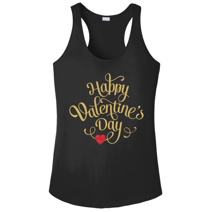 Happy Valentine's Day Love Heart Design Ladies PosiCharge Competitor Racerback Tank