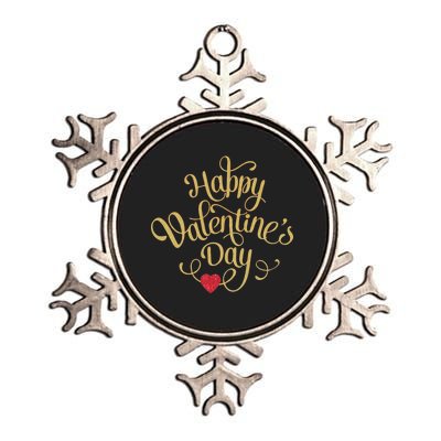 Happy Valentine's Day Love Heart Design Metallic Star Ornament