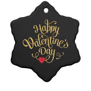 Happy Valentine's Day Love Heart Design Ceramic Star Ornament