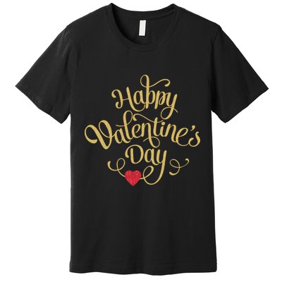 Happy Valentine's Day Love Heart Design Premium T-Shirt