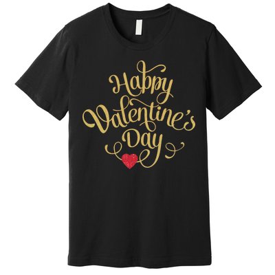 Happy Valentine's Day Love Heart Design Premium T-Shirt