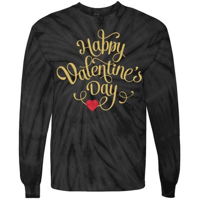 Happy Valentine's Day Love Heart Design Tie-Dye Long Sleeve Shirt