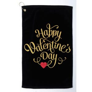 Happy Valentine's Day Love Heart Design Platinum Collection Golf Towel