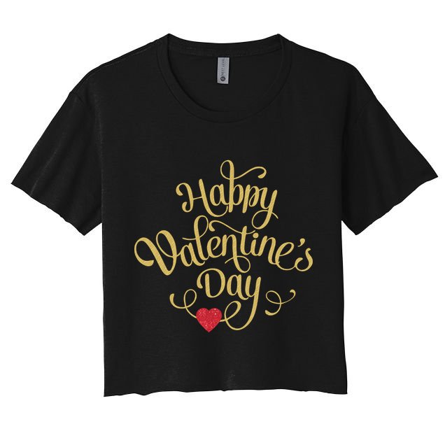 Happy Valentine's Day Love Heart Design Crop Top