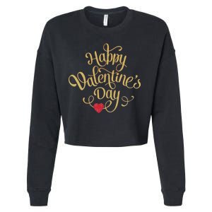 Happy Valentine's Day Love Heart Design Cropped Pullover Crew