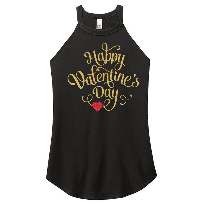 Happy Valentine's Day Love Heart Design Women's Perfect Tri Rocker Tank