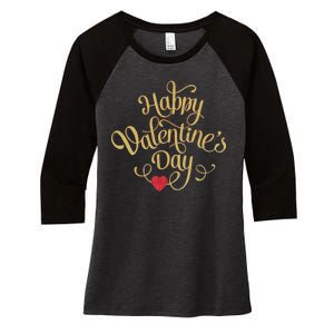 Happy Valentine's Day Love Heart Design Women's Tri-Blend 3/4-Sleeve Raglan Shirt