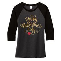 Happy Valentine's Day Love Heart Design Women's Tri-Blend 3/4-Sleeve Raglan Shirt