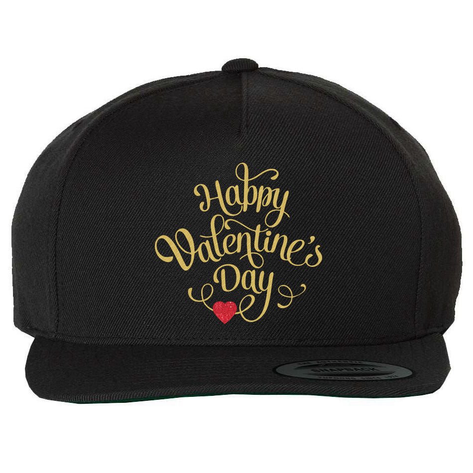 Happy Valentine's Day Love Heart Design Wool Snapback Cap
