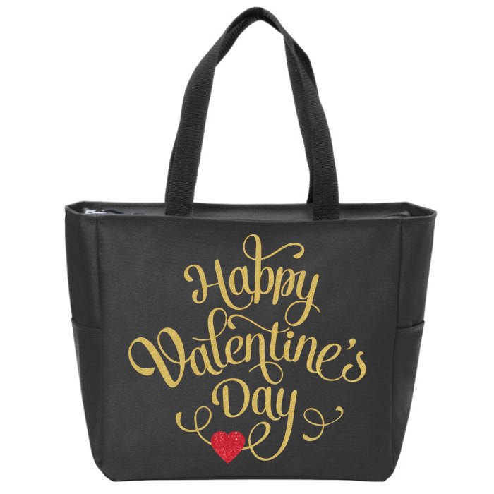 Happy Valentine's Day Love Heart Design Zip Tote Bag