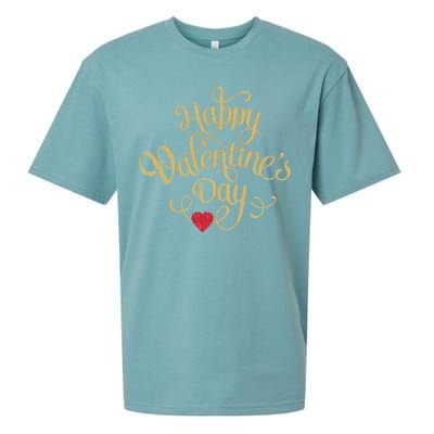 Happy Valentine's Day Love Heart Design Sueded Cloud Jersey T-Shirt