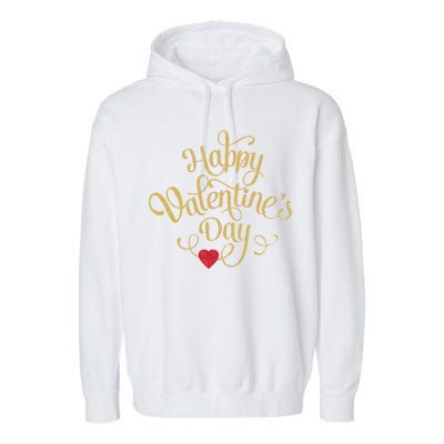 Happy Valentine's Day Love Heart Design Garment-Dyed Fleece Hoodie