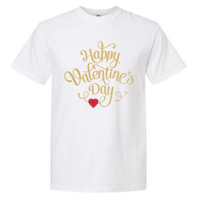 Happy Valentine's Day Love Heart Design Garment-Dyed Heavyweight T-Shirt