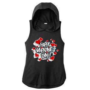 Happy Valentine's Day Love Hearts Logo Ladies PosiCharge Tri-Blend Wicking Draft Hoodie Tank