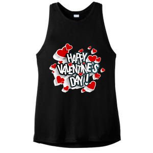 Happy Valentine's Day Love Hearts Logo Ladies PosiCharge Tri-Blend Wicking Tank