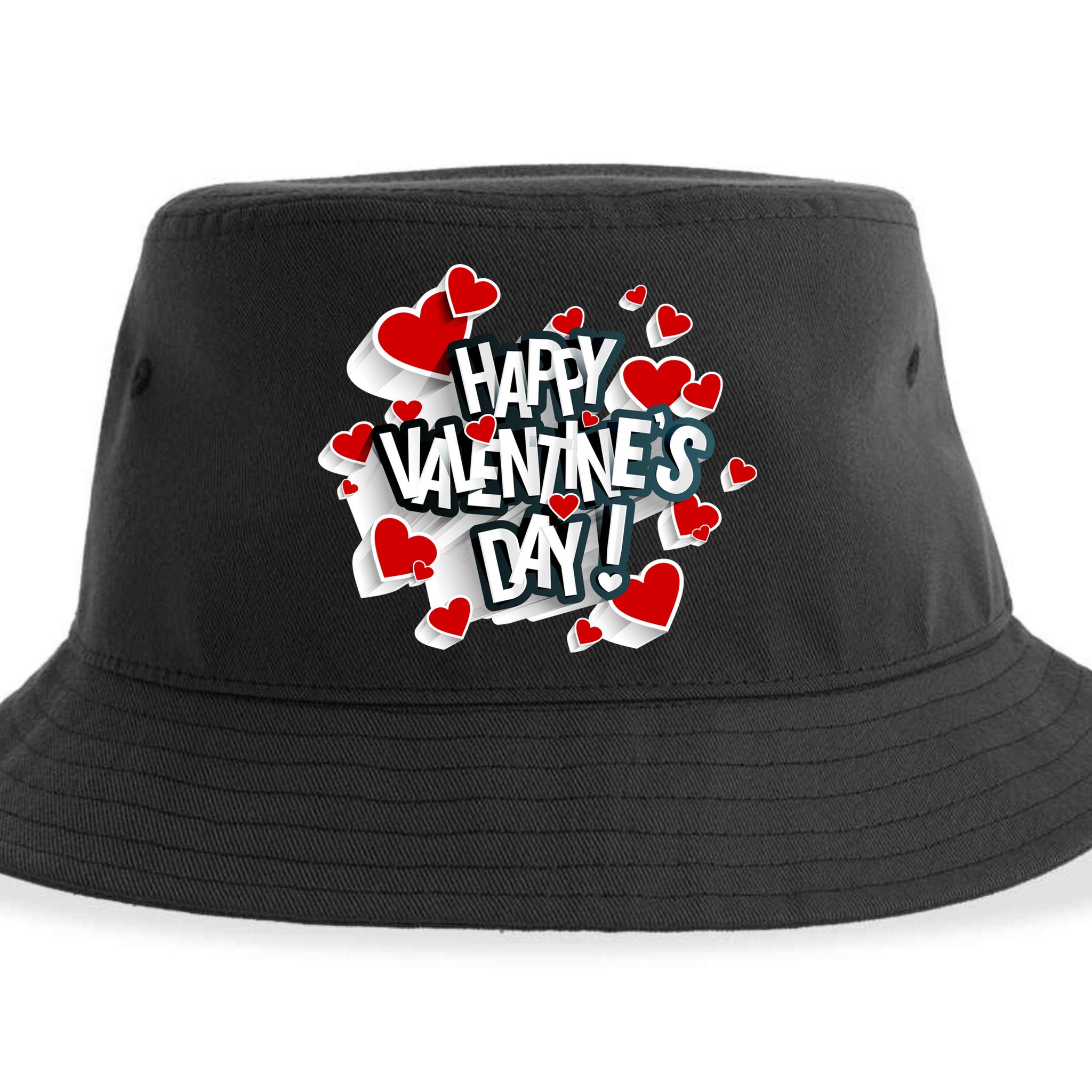 Happy Valentine's Day Love Hearts Logo Sustainable Bucket Hat