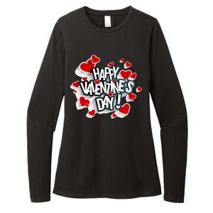 Happy Valentine's Day Love Hearts Logo Womens CVC Long Sleeve Shirt