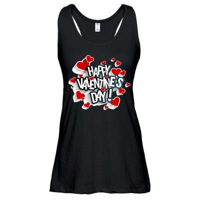 Happy Valentine's Day Love Hearts Logo Ladies Essential Flowy Tank