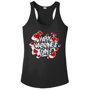 Happy Valentine's Day Love Hearts Logo Ladies PosiCharge Competitor Racerback Tank