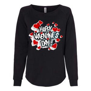 Happy Valentine's Day Love Hearts Logo Womens California Wash Sweatshirt