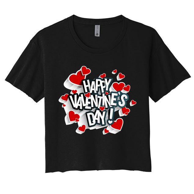 Happy Valentine's Day Love Hearts Logo Crop Top