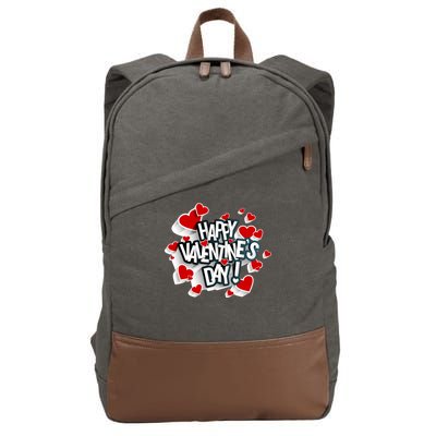 Happy Valentine's Day Love Hearts Logo Cotton Canvas Backpack