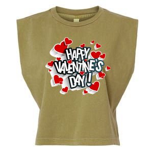 Happy Valentine's Day Love Hearts Logo Garment-Dyed Women's Muscle Tee