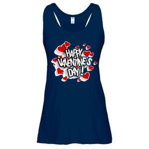 Happy Valentine's Day Love Hearts Logo Ladies Essential Flowy Tank