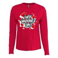 Happy Valentine's Day Love Hearts Logo Womens Cotton Relaxed Long Sleeve T-Shirt