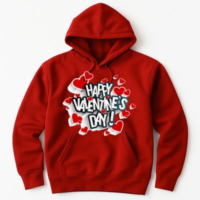 Happy Valentine's Day Love Hearts Logo Hoodie