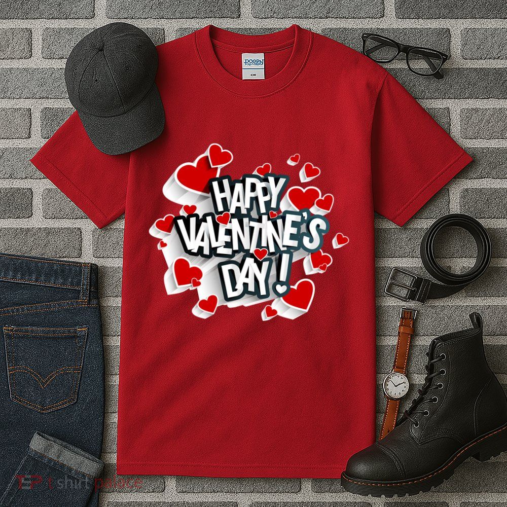 Happy Valentine's Day Love Hearts Logo Tall T-Shirt