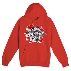 Happy Valentine's Day Love Hearts Logo Premium Pullover Hoodie