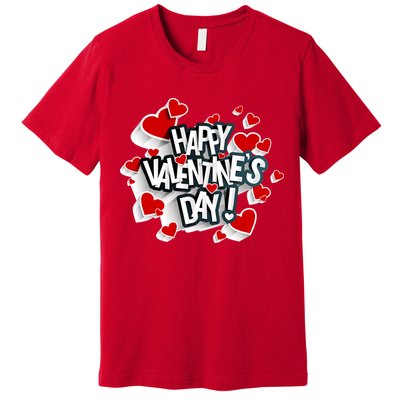 Happy Valentine's Day Love Hearts Logo Premium T-Shirt