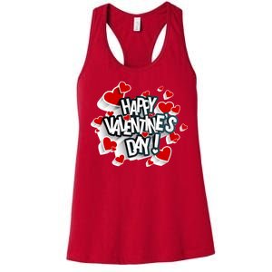 Happy Valentine's Day Love Hearts Logo Women's Racerback Tank