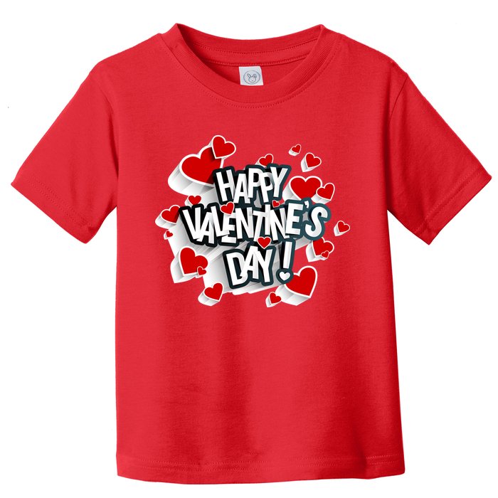 Happy Valentine's Day Love Hearts Logo Toddler T-Shirt