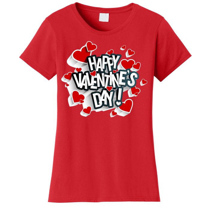 Happy Valentine's Day Love Hearts Logo Women's T-Shirt