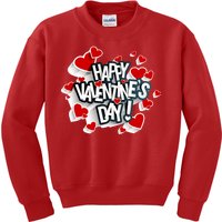 Happy Valentine's Day Love Hearts Logo Kids Sweatshirt