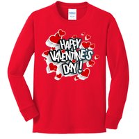 Happy Valentine's Day Love Hearts Logo Kids Long Sleeve Shirt