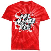 Happy Valentine's Day Love Hearts Logo Kids Tie-Dye T-Shirt