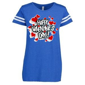 Happy Valentine's Day Love Hearts Logo Enza Ladies Jersey Football T-Shirt