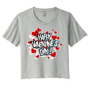 Happy Valentine's Day Love Hearts Logo Women's Crop Top Tee