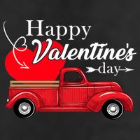 Happy Valentines Day Truck Full Of Hearts 7 Panel Mesh Trucker Snapback Hat