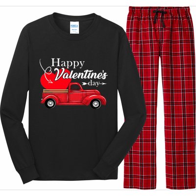 Happy Valentines Day Truck Full Of Hearts Long Sleeve Pajama Set