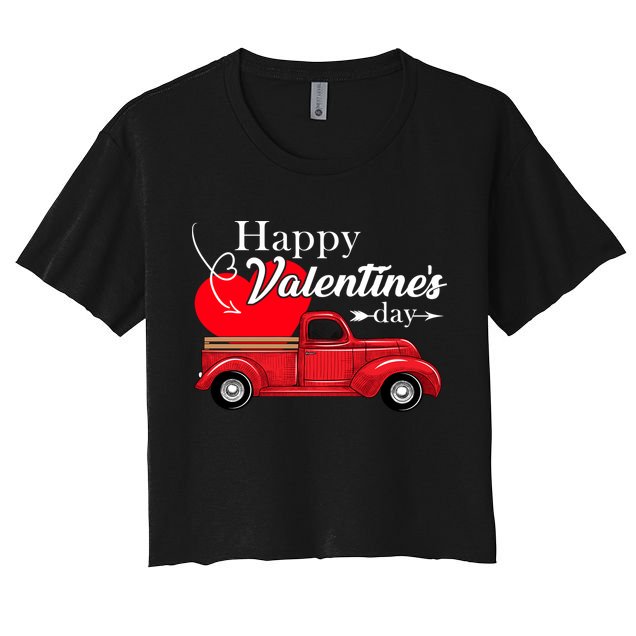 Happy Valentines Day Truck Full Of Hearts Crop Top