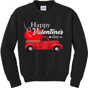 Happy Valentines Day Truck Full Of Hearts Kids Sweatshirt