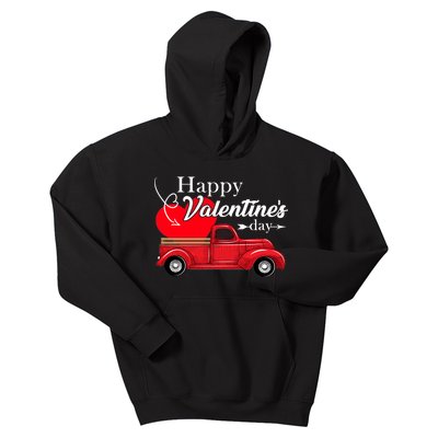 Happy Valentines Day Truck Full Of Hearts Kids Hoodie