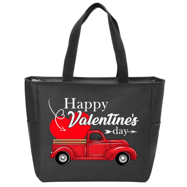 Happy Valentines Day Truck Full Of Hearts Zip Tote Bag