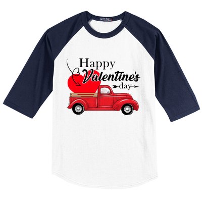 Happy Valentines Day Truck Full Of Hearts Baseball Sleeve Shirt