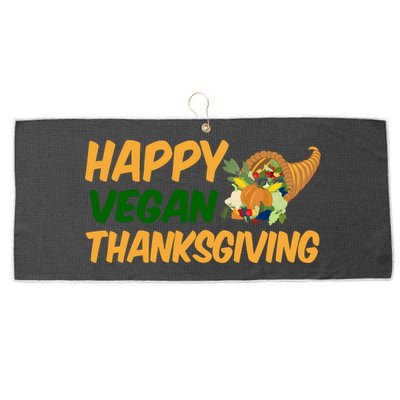 Happy Vegan Thanksgiving  Large Microfiber Waffle Golf Towel